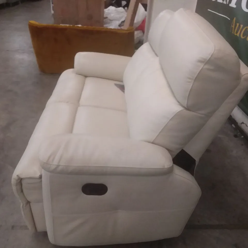 QUALITY DESIGNER GRACY 2 SEATER SOFA - CREAM LEATHER 