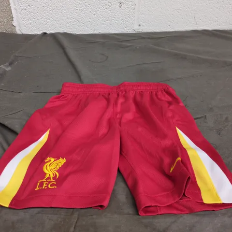 LIVERPOOL FC NIKE DRI-FIT YOUTH SHORTS – RED WITH CREST, SIZE 128-137 CM