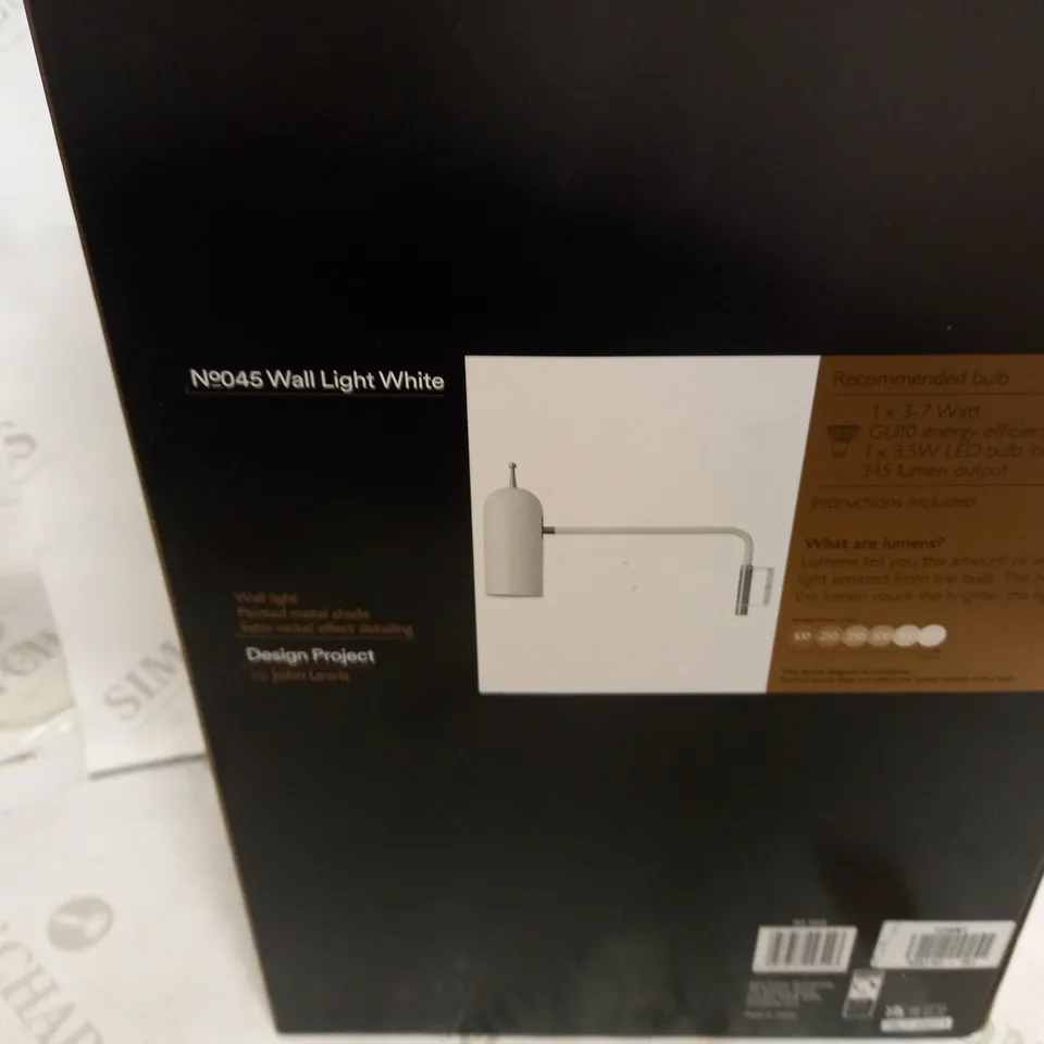 JOHN LEWIS NUMBER 045 WALL LIGHT WHITE