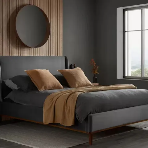 BOXED BIRLEA LINCOLN KING SIZE PLUSH VELVET BED FRAME WITH HEADBOARD (2 BOXES)