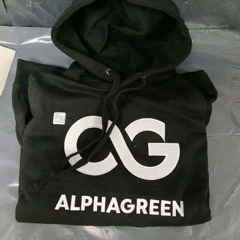 5X AlphaGreen Hoodie β Black, Logo Graphic, Size S