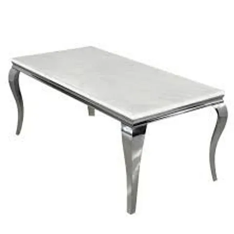 BRAND NEW HOMESDIRECT365 LOUIS CHROME 1.8M TABLE WITH MARBLE TOP (3 BOXES)