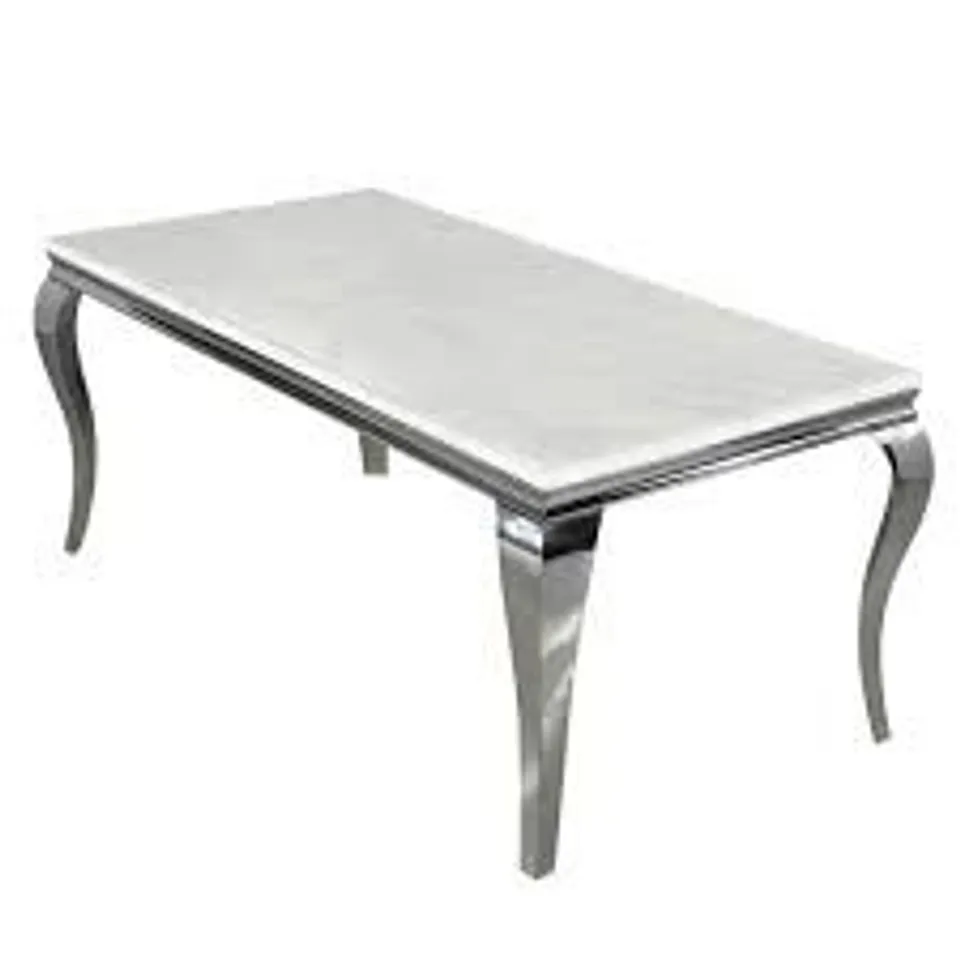 BRAND NEW HOMESDIRECT365 LOUIS CHROME 1.8M TABLE WITH MARBLE TOP (3 BOXES)