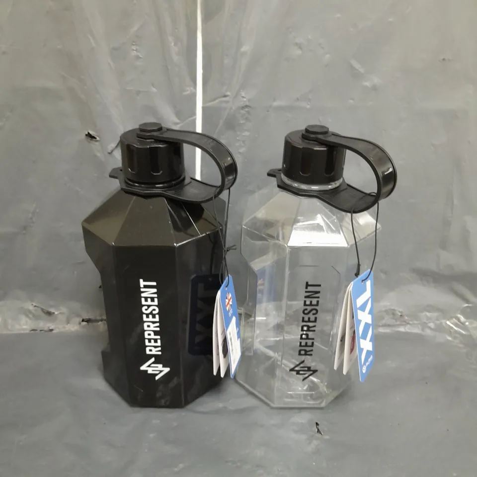 2 XXL WATER BOTTLES BLACK/CLEAR 