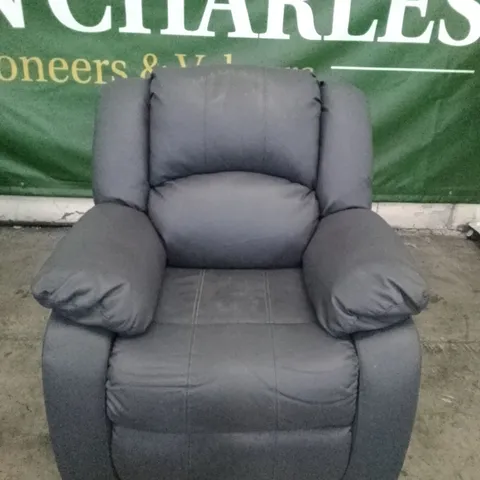 QUALITY DESIGNER DAKOTA MANUAL RECLINER ARMCHAIR - GREY LEATHER