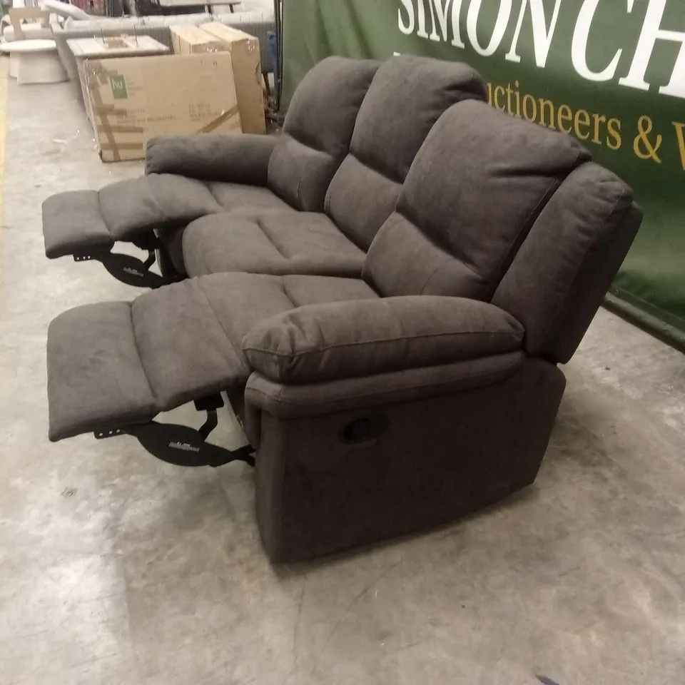 ALBION CHENILLE 3 SEATER HIGH BACK MANUAL RECLINER SOFA - CHARCOAL RRP £679