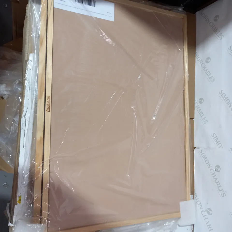 BOXED BECKOOS OAK EFFECT FRAMED FOLDING BOARD APPROX 80X55CM