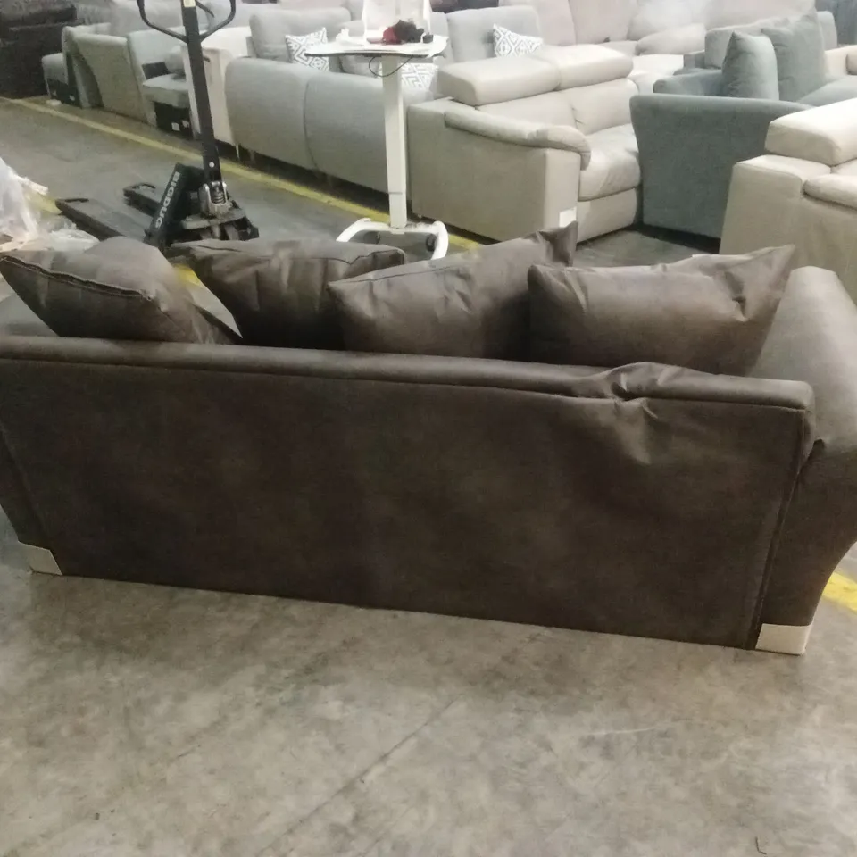 DURY LEATHER LOOK 3 SEATER SOFA - CHOCOLATE RRP £599