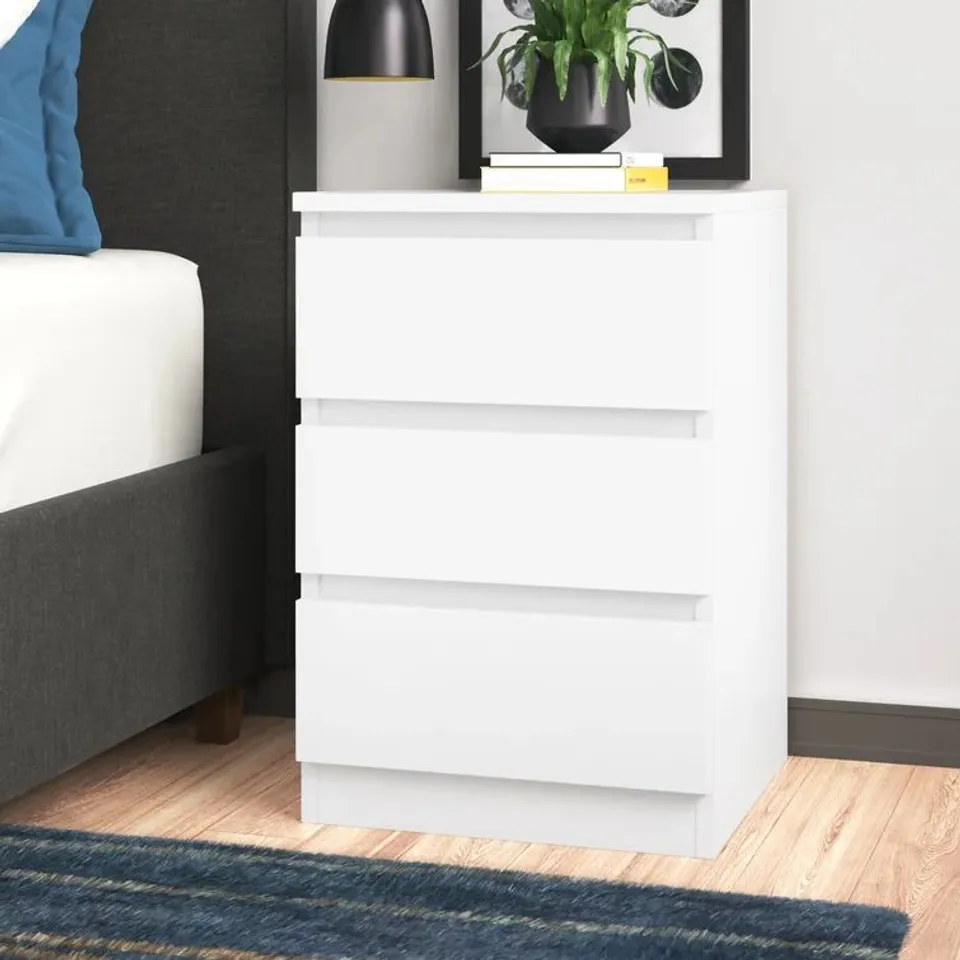 BOXED BRAUNSTEIN 3 DRAWER BEDSIDE TABLE