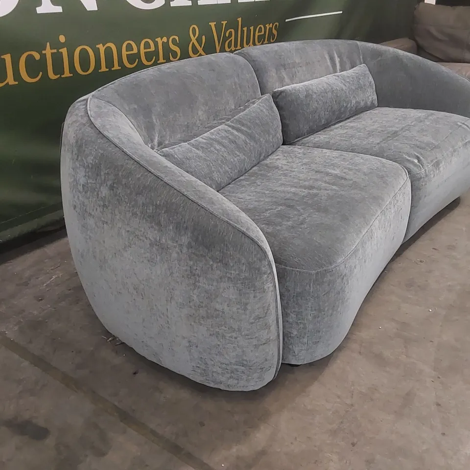 DANETTI ZOEY BLUE GREY FABRIC 3 SEATER SOFA