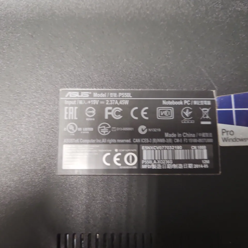 ASUS P550L NOTEBOOK PC - WINDOWS 8 PRO, 4GB RAM, 500GB HDD