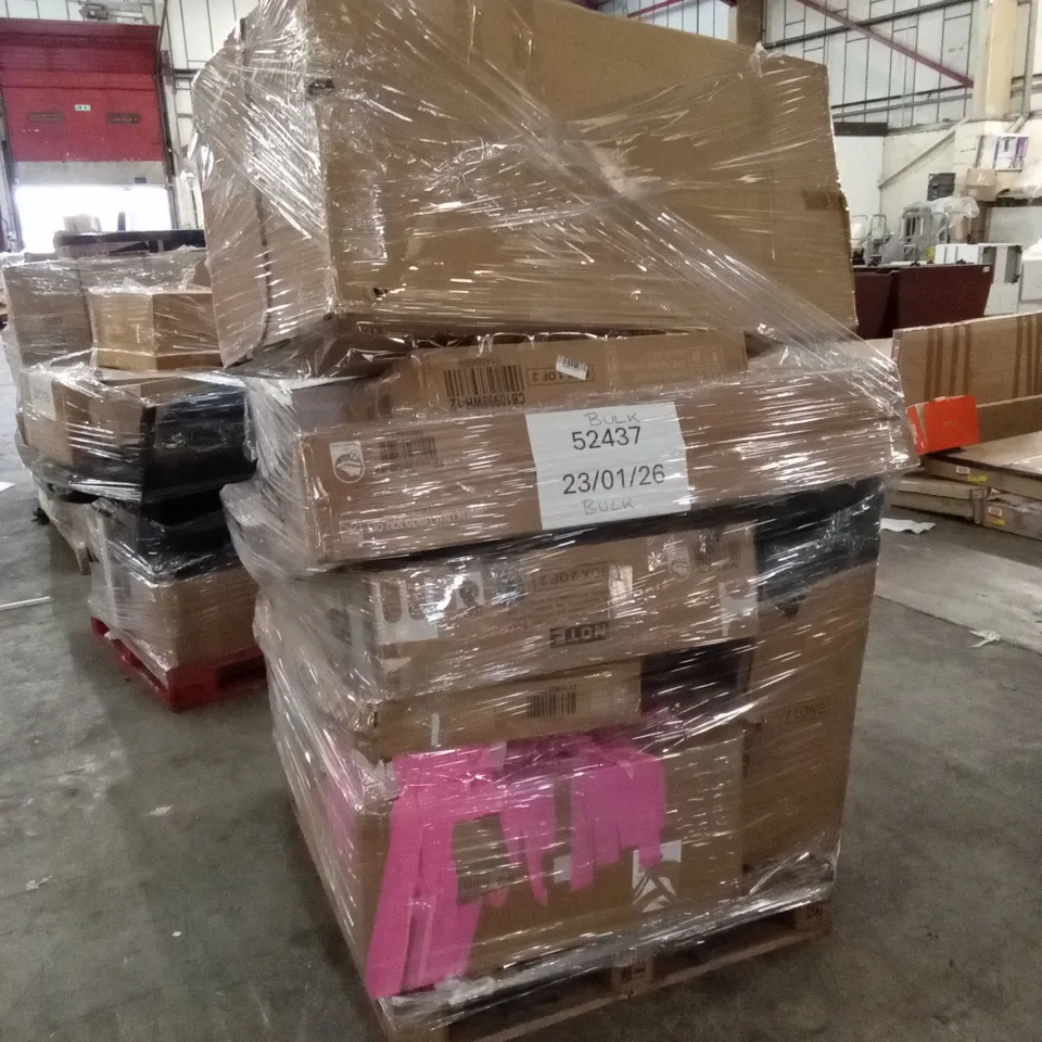 PALLET OF ASSORTED FLATPACK FURNITURE AND INCOMPLETE FURNITURE PARTS AND PIECES 
