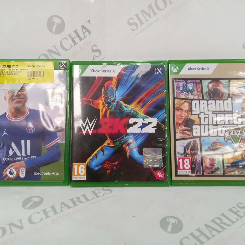 3 BOXED XBOX GAMES INCLUDING FIFA 2K22 AND GRAND THEFT AUTO5