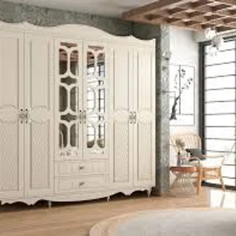 BOXED VALVERDE 6 DOOR MANUFACTURED WOOD WARDROBE (6 BOXES)