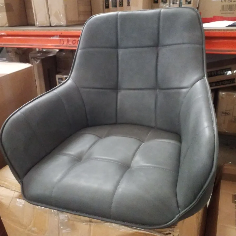 BOXED GREY FAUX LEATHER DINING CHAIR