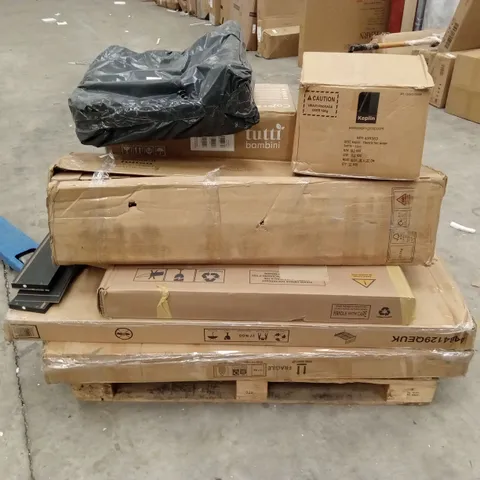 PALLET OF ASSORTED INCOMPLETE FURNITURE PARTS AND PIECES