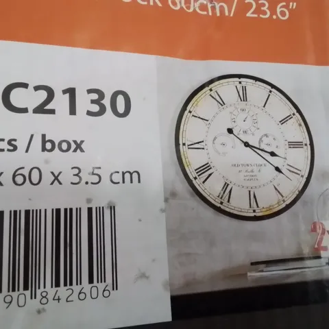 BOXED WALPUS VINTAGE RUSTY LOOKED METAL WALL CLOCK 60CM, BLACK