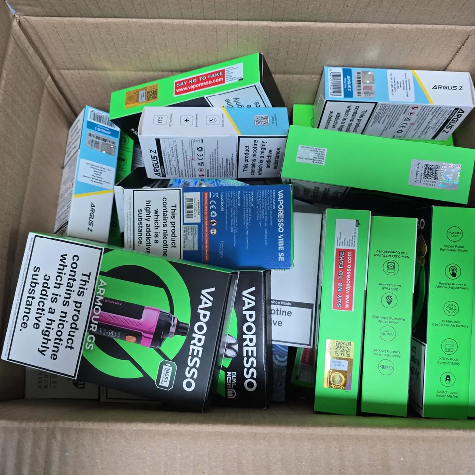 APPROXIMATELY 25 ASSORTED VAPE & E-CIGARETTE PRODUCTS TO INCLUDE BRANDS SUCH AS ASPIRE, VAPORESSO, INNOKIN, ETC