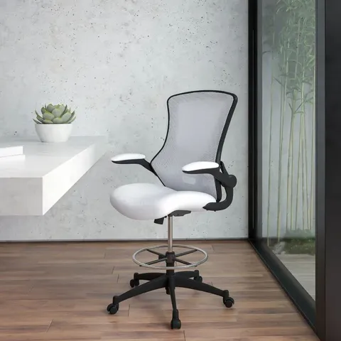 BOXED MID BACK MESH ERGONOMIC DRAFTING CHAIR