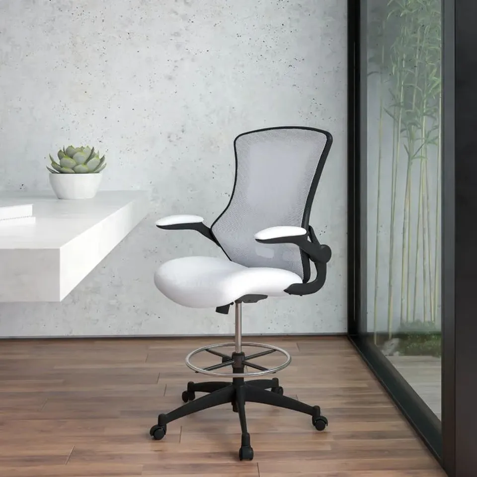 BOXED MID BACK MESH ERGONOMIC DRAFTING CHAIR