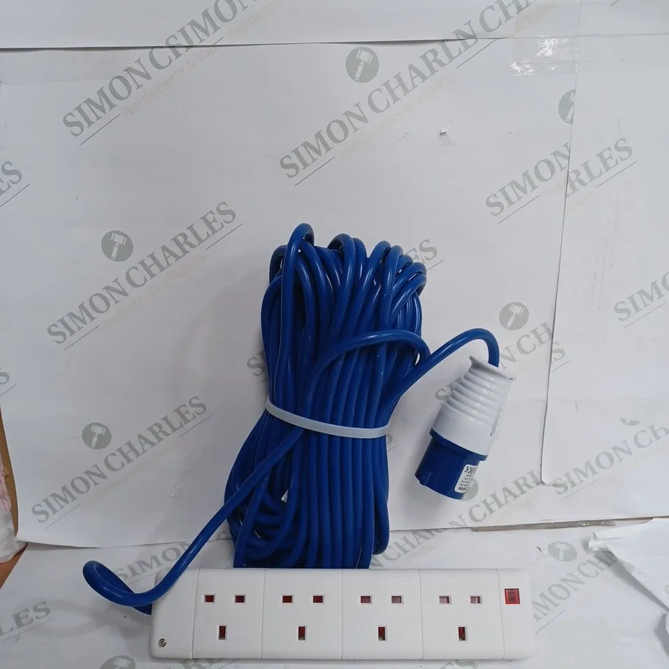 4 WAY 16A MOTORHOME/CARAVAN/CAMPING MAINS ELECTRIC HOOK UP EXTENSION LEAD 20M