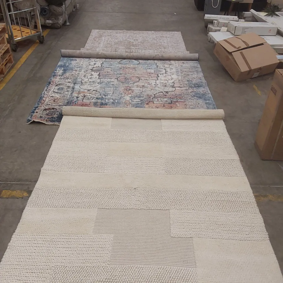 STILLAGE CONTAINING APPROXIMATELY 25x ASSORTED DESIGNER RUGS // STILLAGE NOT INCLUDED