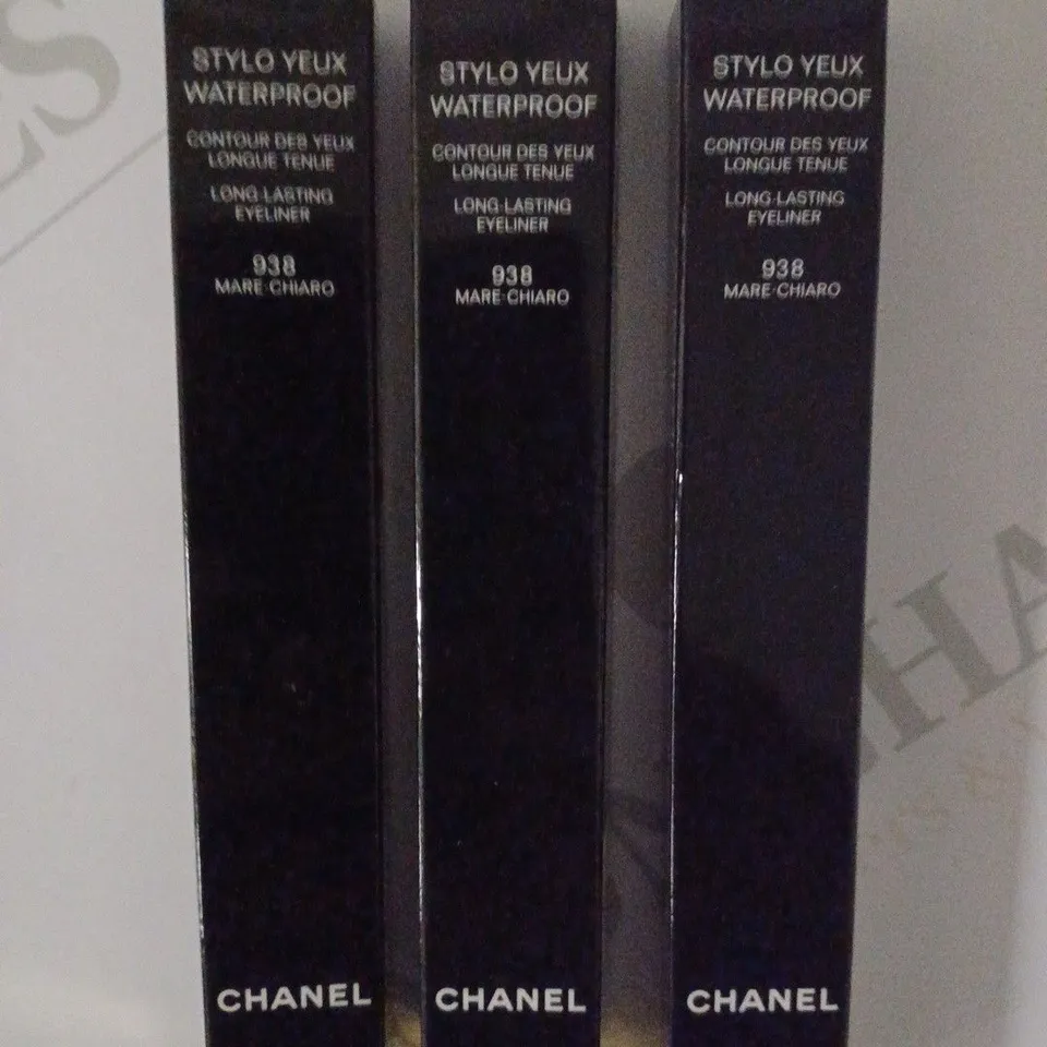 LOT OF 3 CHANEL STYLO YEUX WATERPROOF EYELINER, 938 MAR-CHIARO 