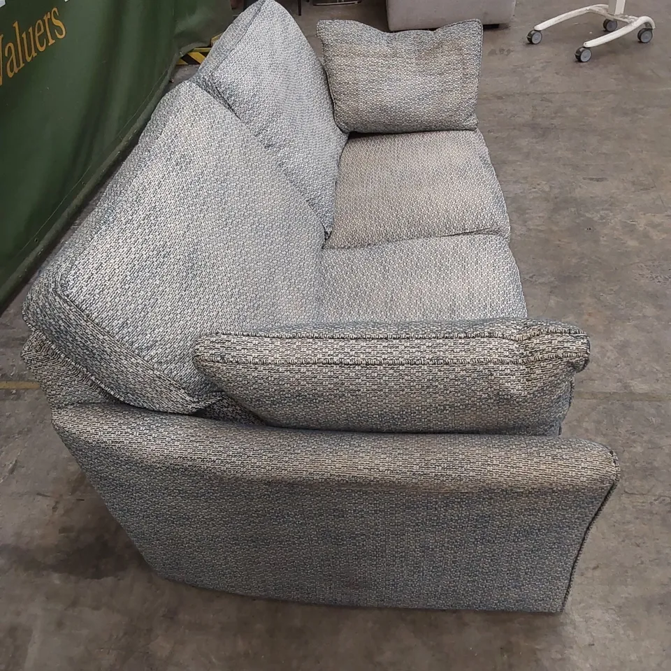 DESIGNER 3-SEATER FABRIC UPHOLSTERED SOFA WITH CUSHIONS