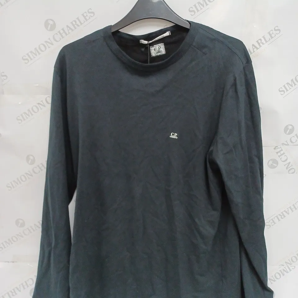 CP COMPANY BLACK LONG SLEEVE LOGO T-SHIRT- LARGE 