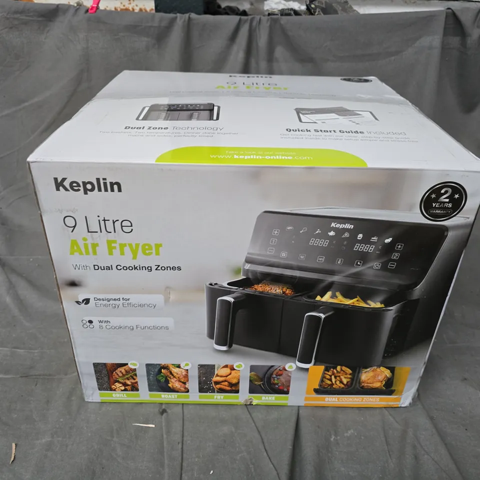 BOXED KEPLIN 9 LITRE AIR FRYER WITH DUAL COOKING ZONES