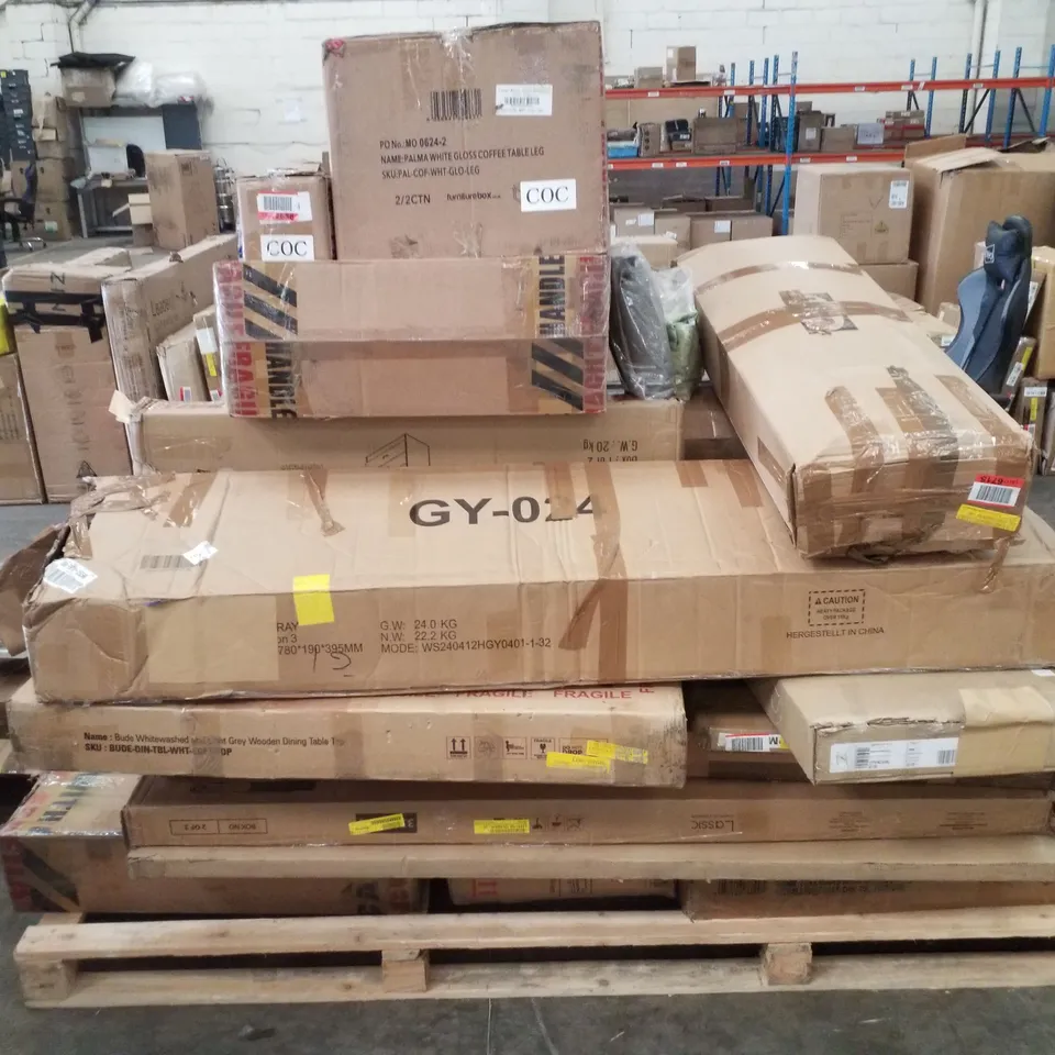 PALLET CONTAINING ASSORTED FLATPACK FURNITURE PARTS 