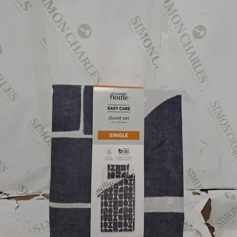 HOME GREY TRANQUILITY BLOCK GEO DUVET SET - SINGLE