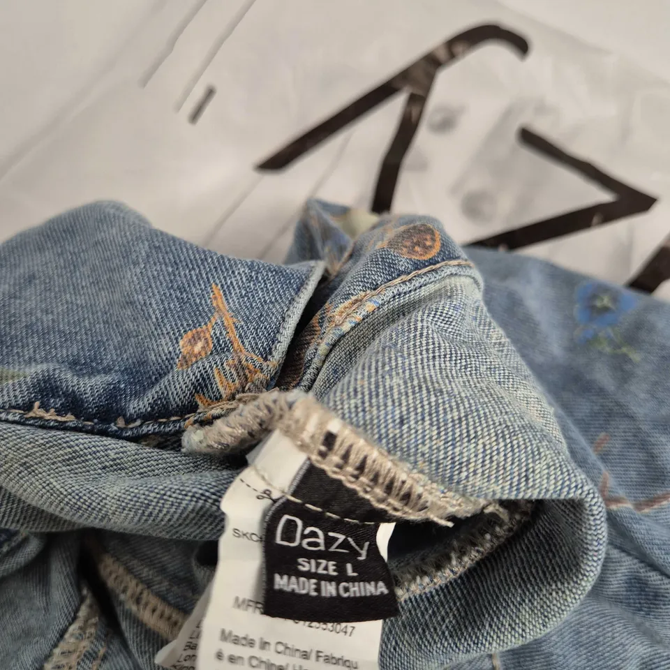 DAZY DENIM JACKET WITH FLORAL PRINT, SIZE L