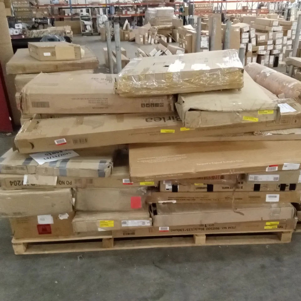 PALLET OF ASSORTED INCOMPLETE FURNITURE PARTS AND PIECES