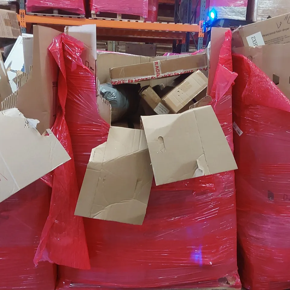 PALLET OF ASSORTED ITEMS INCLUDING: PRESSURE WASHER, KIDS ARTIST EASEL, NESTING COFFEE TABLE, MATTRESS, BABY WALKER ECT