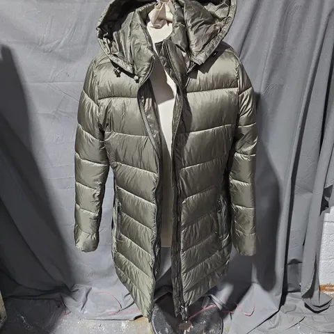 HOBBS LONDON JOELLE PUFFER IN DARK OLIVE - UK 12