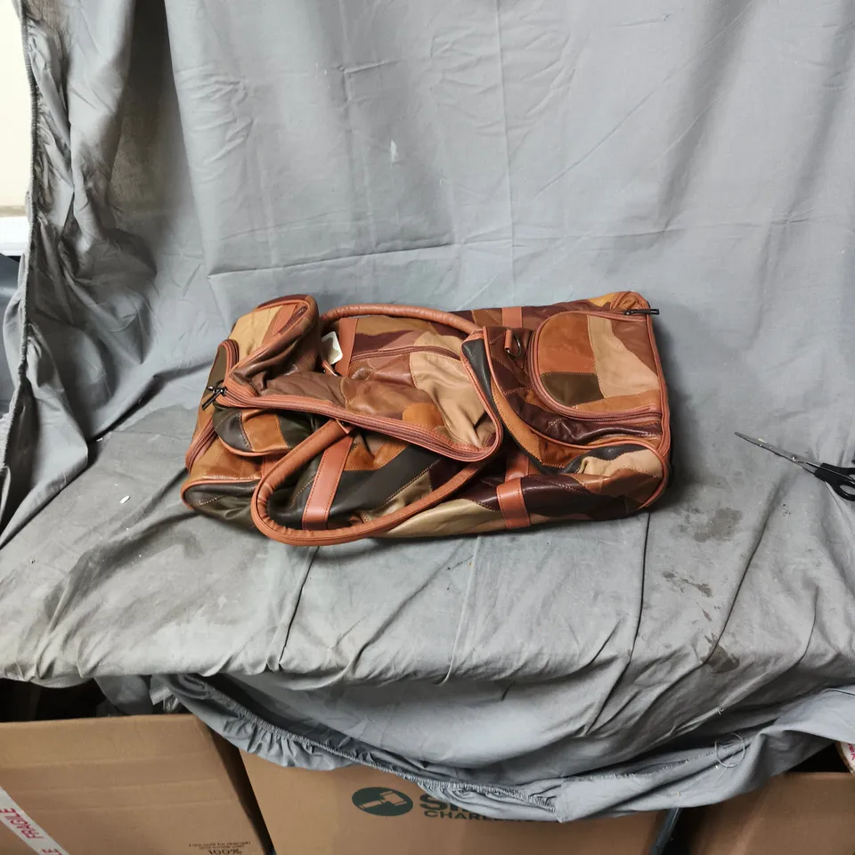 PATCHWORK LEATHER TRAVEL CASE ON WHEELS