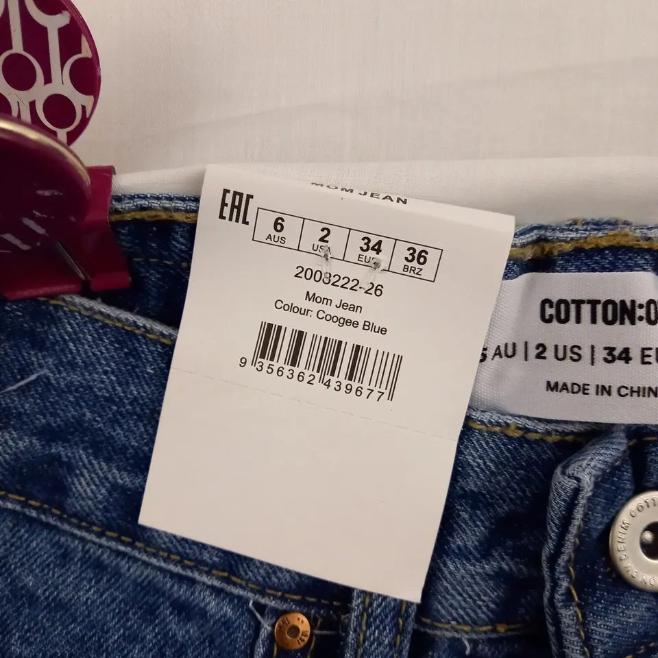BOX OF APPROX 20 COTTON ON MOM JEANS IN GOOGEE BLUE EU 34