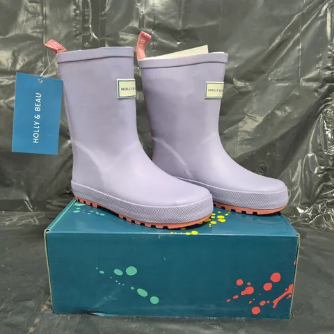 BOX OF 3 PAIRS OF HOLLY & BEAU KIDS MAUVE RAIN BOOTS SIZE UK 12 (EU31)