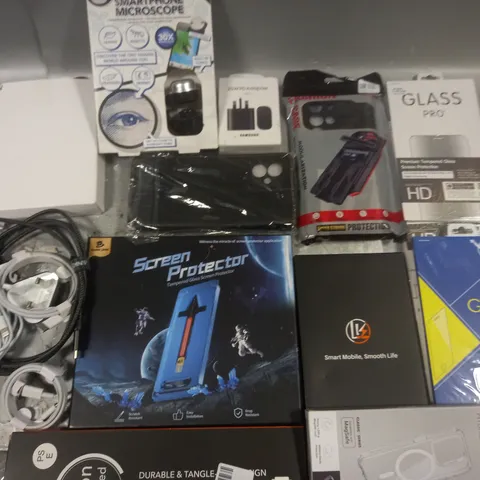 LOT OF ASSORTED MOBILE PHONE ACCESSORIES TO INCLUDE CASES, SCREEN PROTECTORS AND CHARGERS