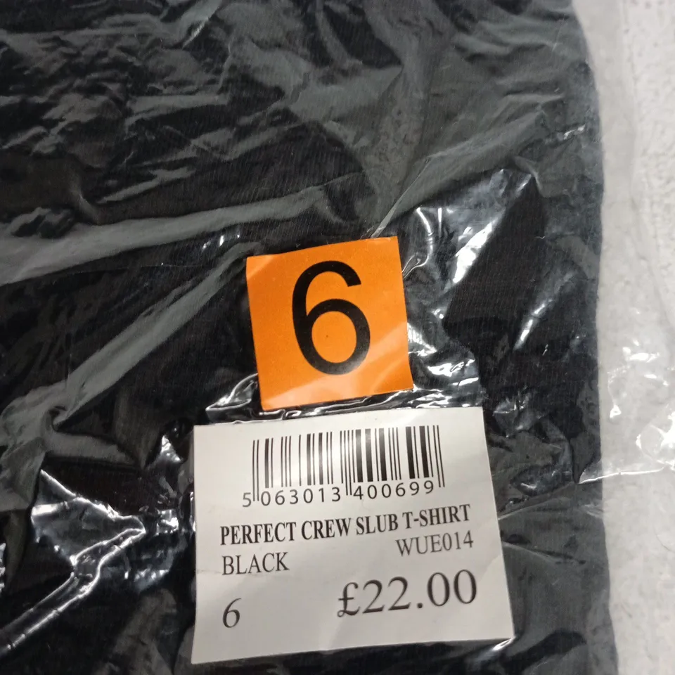 CREW CLOTHING COMPANY PERFECT CREW SLUB T-SHIRT – BLACK, UK SIZE 6