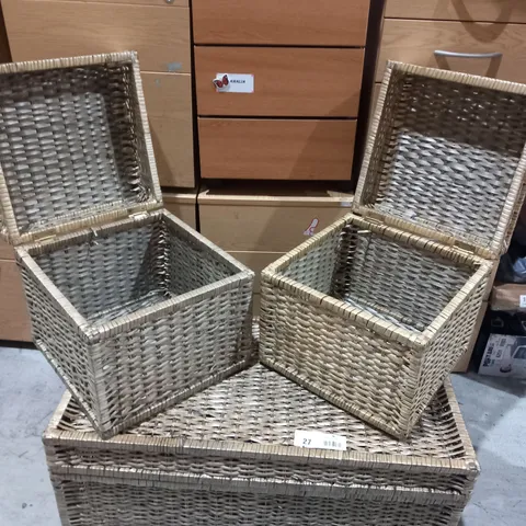 SET OF THREE RATTAN EFFECT STORAGE CHESTS