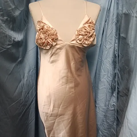 ZARA SATIN SLIP DRESS WITH FLORAL BUST – UK 6-8 (EU S) – MADE IN MOROCCO