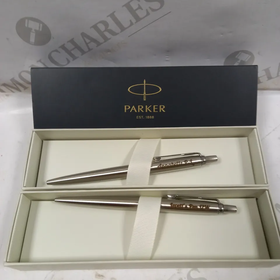 2 ASSORTED PERSONALISED PARKER PENS  RRP £59.98