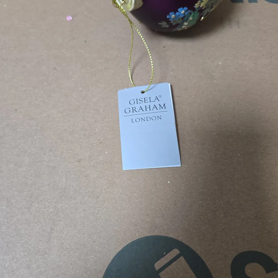 SET OF 12 GISELA GRAHAM MATT PLUM HUMMINGBIRD & BUTTERFLY CHRISTMAS BAUBLES BOXED