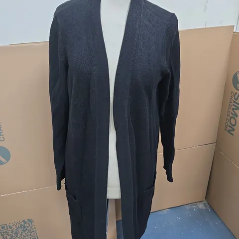 BONPRIX WOMEN'S BLACK KNIT CARDIGAN – OPEN FRONT WITH POCKETS, UK S