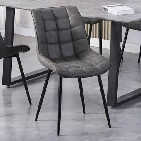 BOXED ALBA GREY SUEDE EFFECT PLUSH PADDED DINING CHAIR SET OF 2