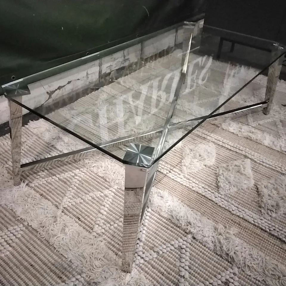 DESIGNER KESTERPORT KIMBERLEY LONG JOHN CHROME/GLASS COFFEE TABLE  RRP £696