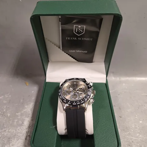 MENS FRANK SCHMIDT WATCH – MULTI FUNCTION SUB DIALS WITH DATE – HQ RUBBER SPORTS STRAP