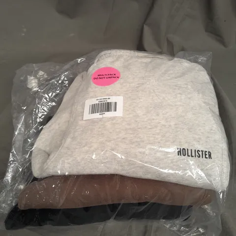 SEALED HOLLISTER SET OF 3 JOGGERS IN VARIOUS COLOURS TO INCLUDE - GREY , BROWN , BLACK - MEDIUM